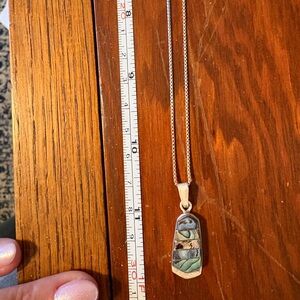 Italian Artisan Sterling Silver Abalone Pendant Necklace